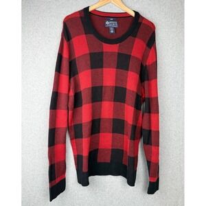 American Rag Red Black  Plaid Cotton Sweater Men Large